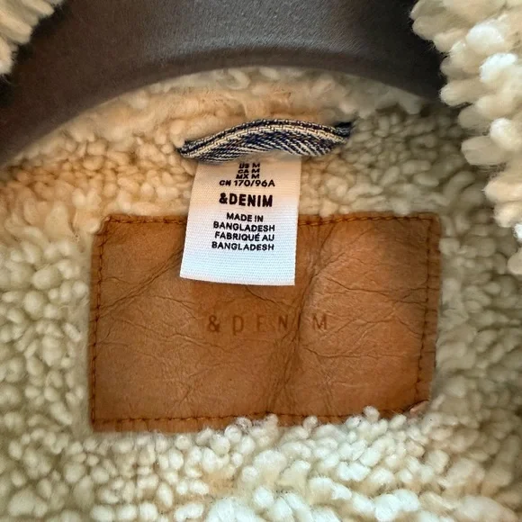 & Denim Jacket with Sherpa Lining - Picture 3 of 5